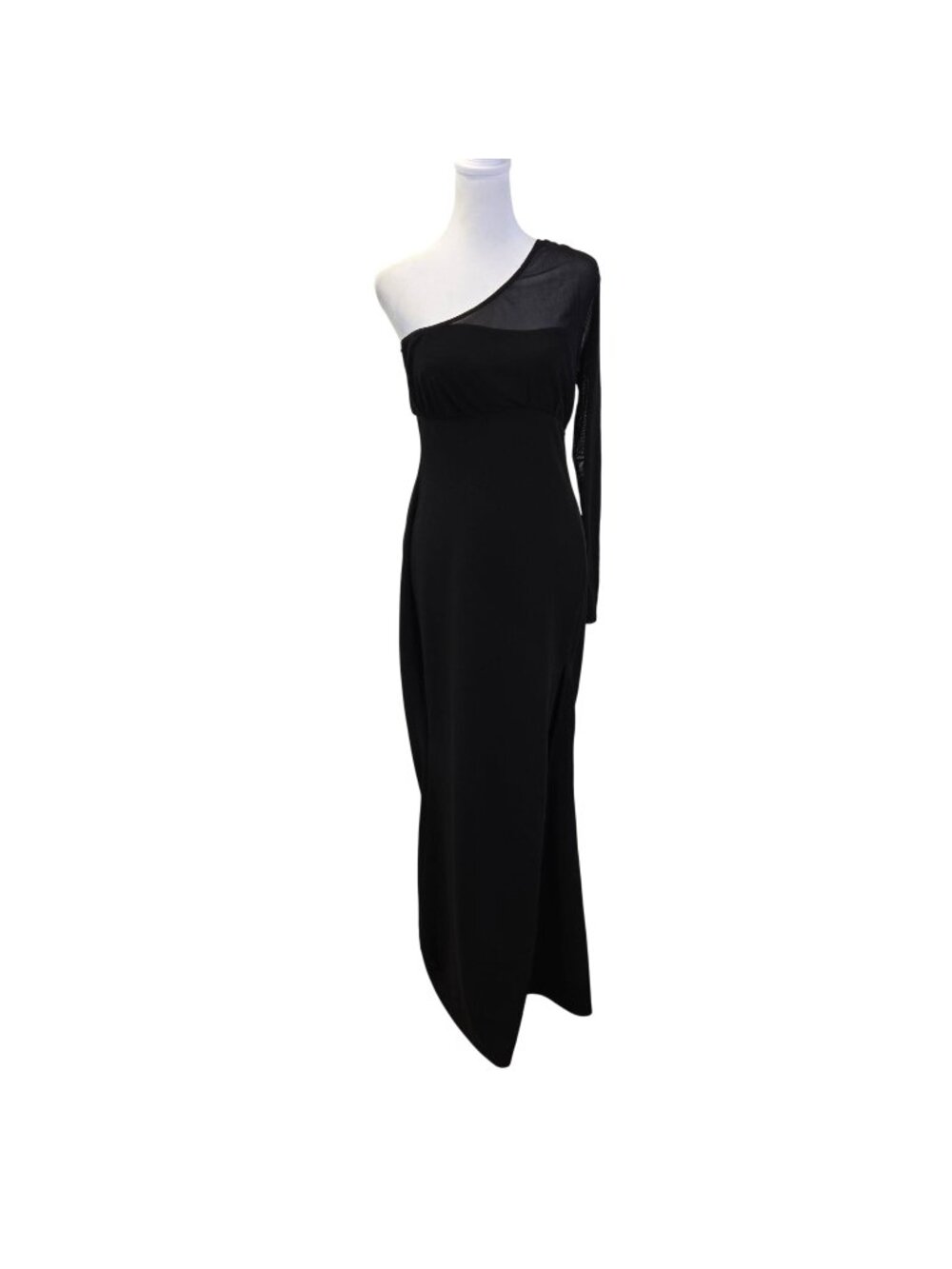 NWT Lulus Stunning Essence Black Mesh One Shoulder Maxi Dress Size Medium